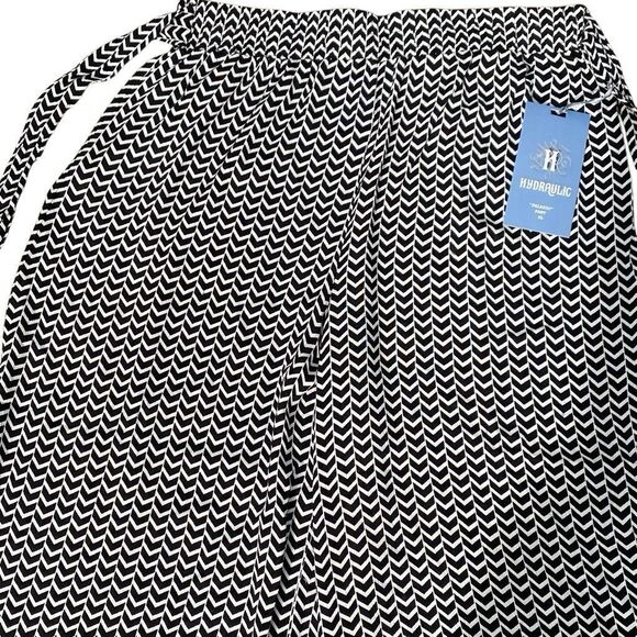 Hydraulic Palazzo Pant Tie-Waist Black And White Chevron Print Rayon Size XL - Picture 3 of 5